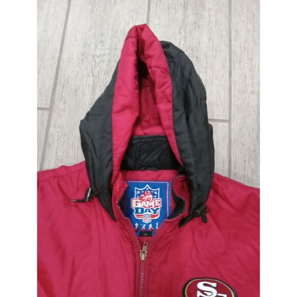 Game Day NFL Fans Gear San Francisco 49ers Hooded Jacket 1990's Large 49ers Embr - Picture 3 of 8